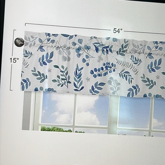 Boho bath set - Floral Shower Curtain, liner w/ hooks & window valance - Picture 8 of 14